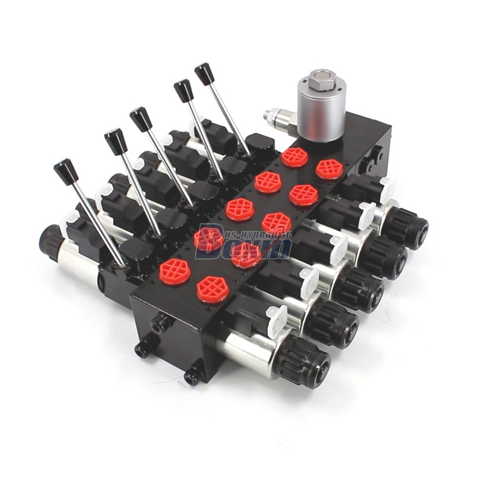 DCV56 Solenoid 5 Spool Sectional Directional Valve for Hydraulic Systems main image
